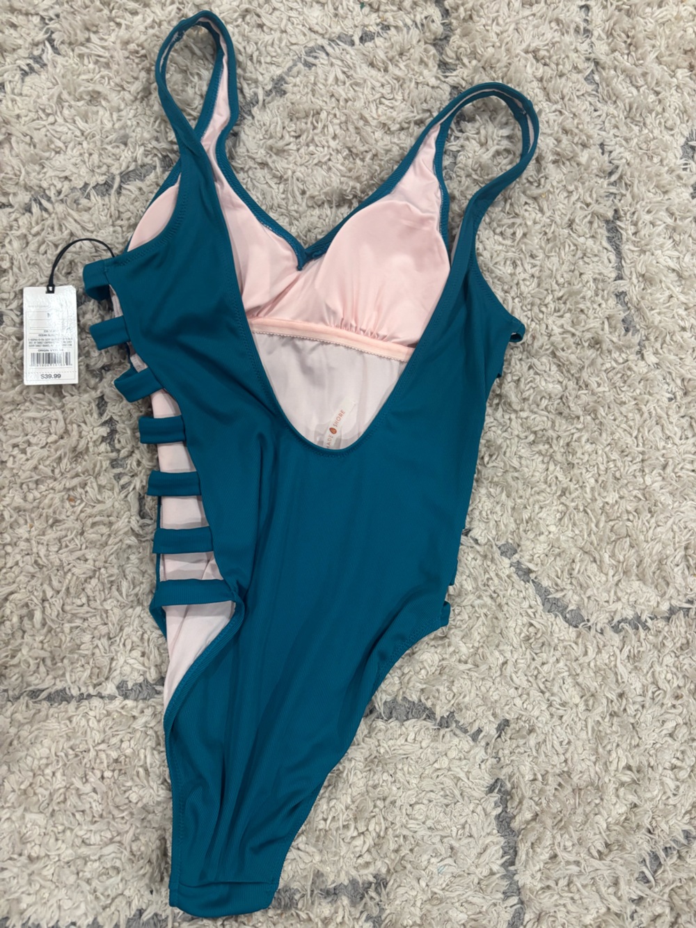 Shade & Shore Teal Ladder-Side One-Piece Swimsuit - Picture 4 of 4
